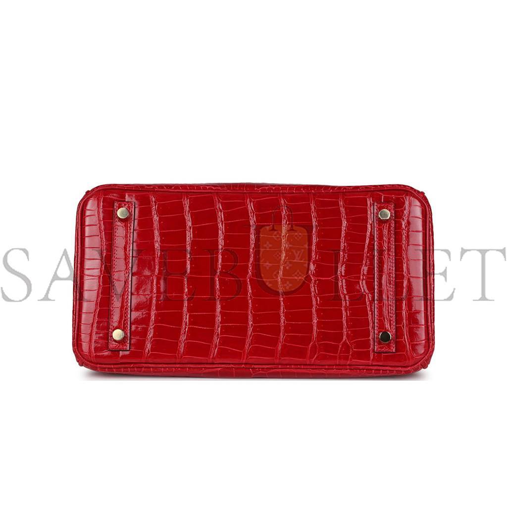 HERMES MASTER BIRKIN 30 BRAISE SHINY POROSUS CROCODILE GOLD HARDWARE (30*22*16cm)